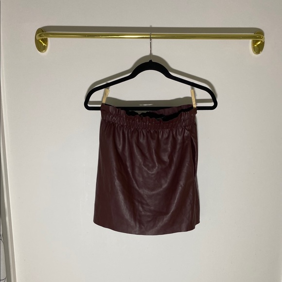 Dark Red Pleather Skirt - Picture 2 of 8